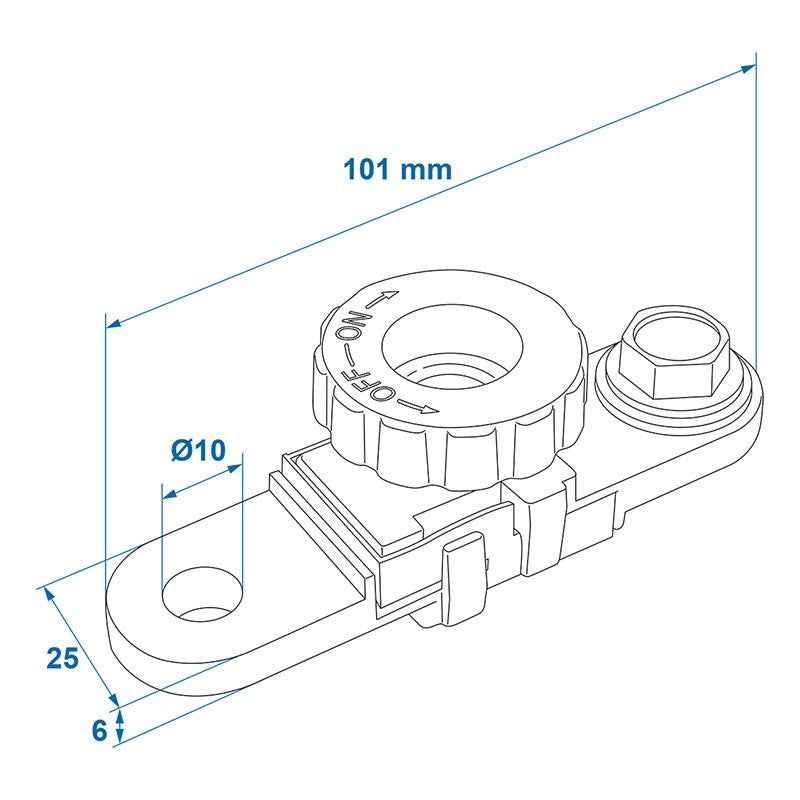 Cosse de connexion de batterie (-) avec coupe circuit plat