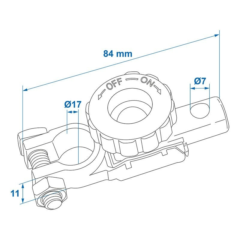 Cosse de connexion de batterie (-) 17,5mm avec coupe circuit