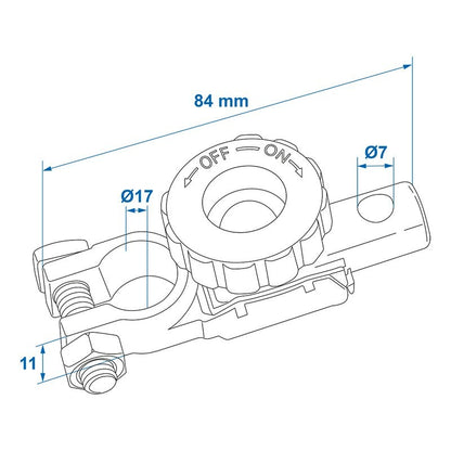 Cosse de connexion de batterie (-) 17,5mm avec coupe circuit