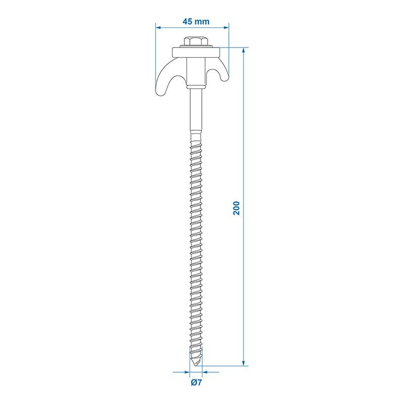 Piquet de tente à visser en métal avec crochet plastique 20cm
