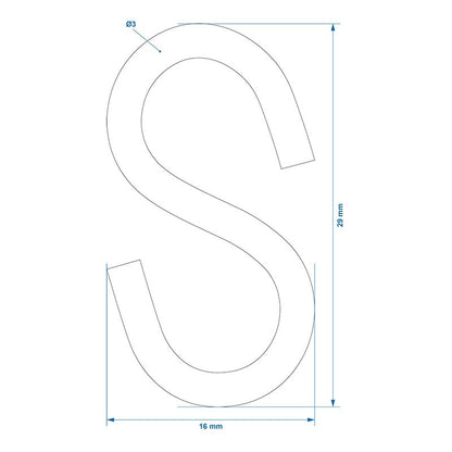 Crochet en S Ø 3 mm 2,9 x 1,3cm