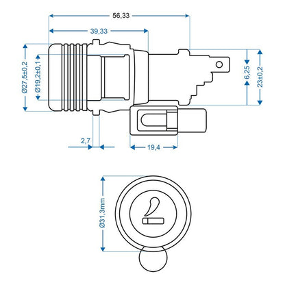 Allume-cigares la prise à encastrer avec Eclairage 12V/24V