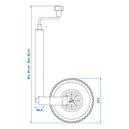 Roue jockey 48mm jante plastique avec pneu d'aire 260x85mm