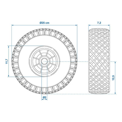 Roulette roue jockey jante plastique avec pneu d'aire 260x85mm