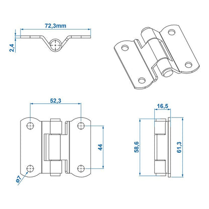 Charnière de porte 135x65mm