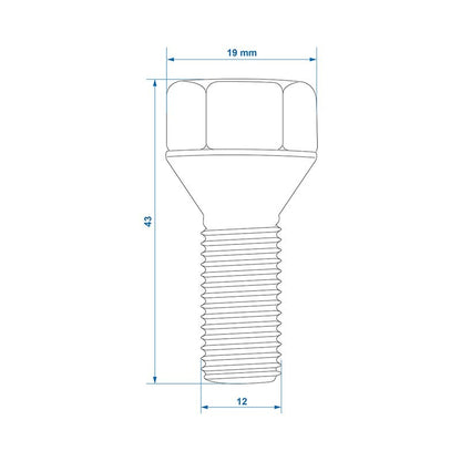 Boulon de roue M12x1,5 conique sphérique - jeu de 5 pièces