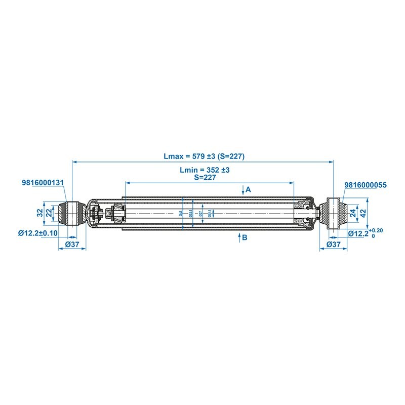 Amortisseur 900kg CC=250-380 - jeu de 2 pièces