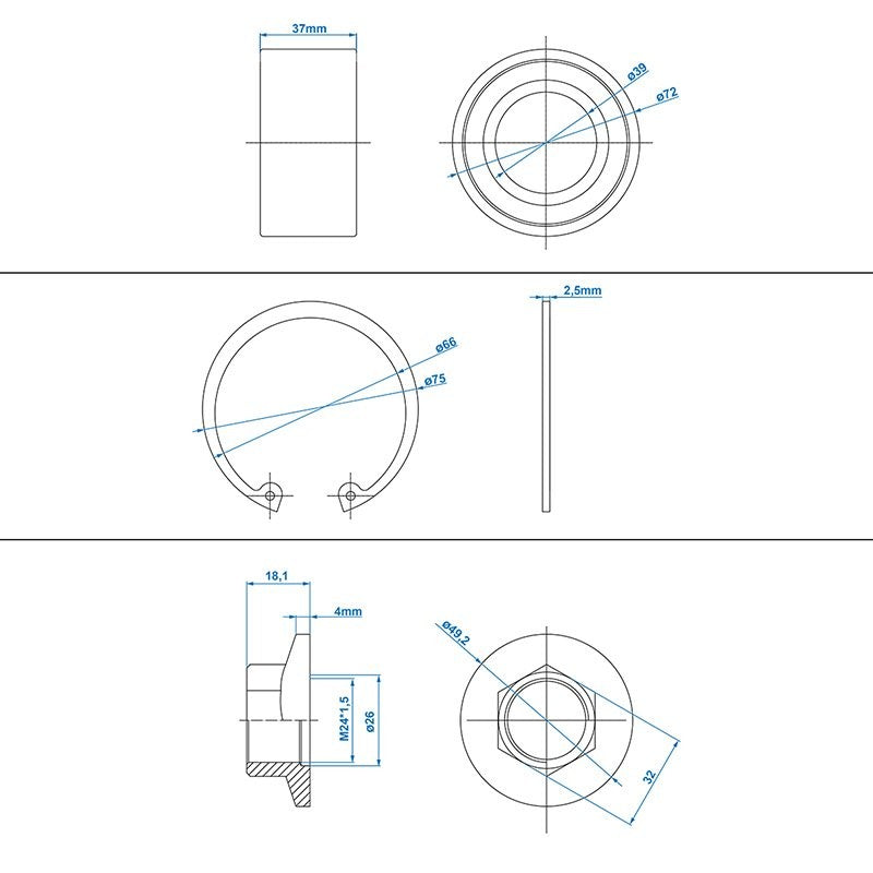 Jeu de roulement compact 34/64x37mm universel