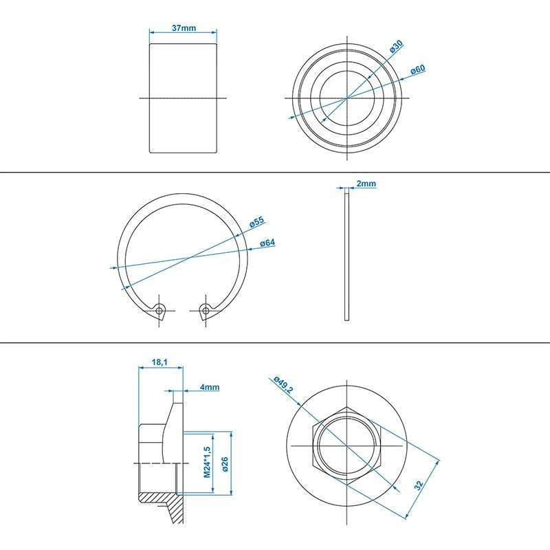 Jeu de roulement compact 34/64x37mm universel