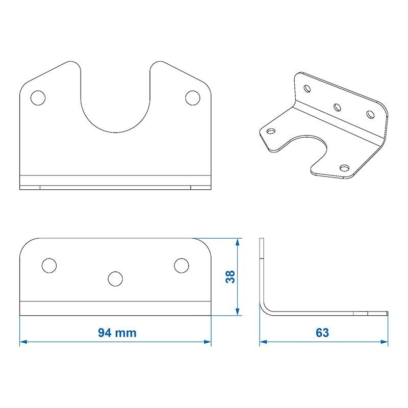 Support de prise métal incliné 8 x 5 cm