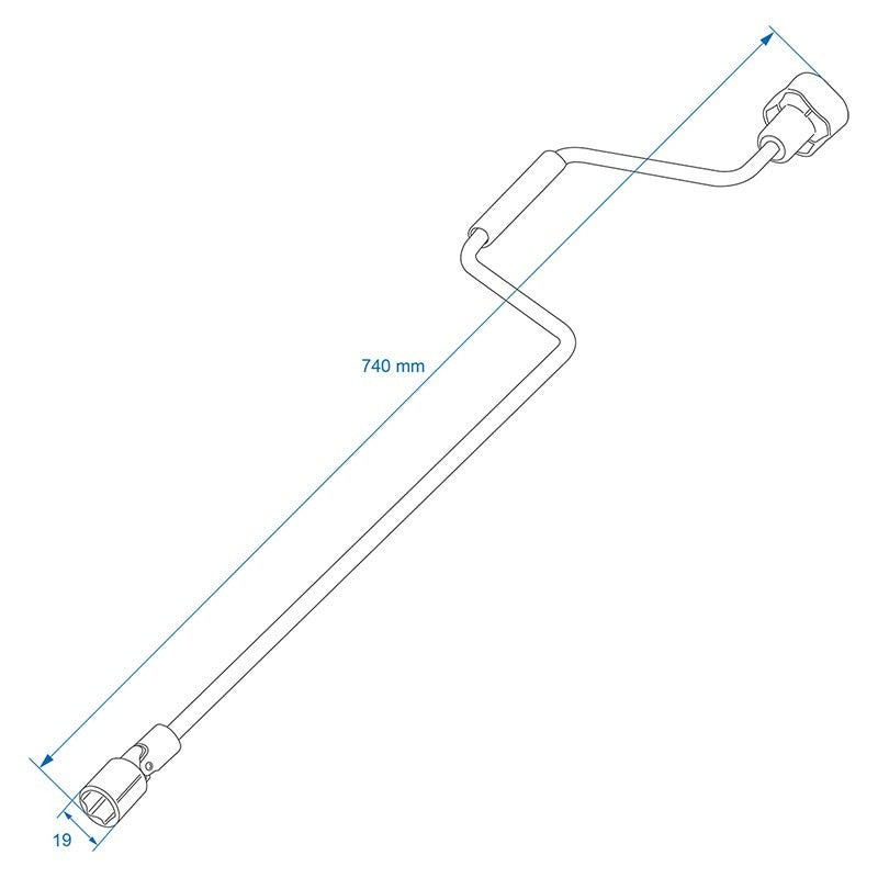 Manivelle 840 mm/19 mm pour vérins stabilisateurs