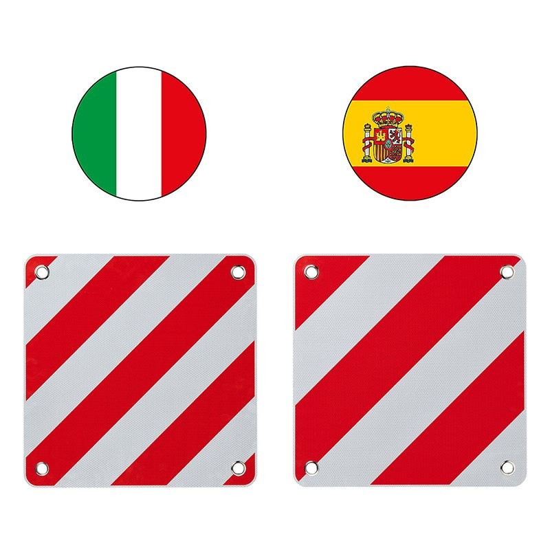 Panneau de signalisation aluminium 50x50cm pour Italie / Espagne 2 en 1