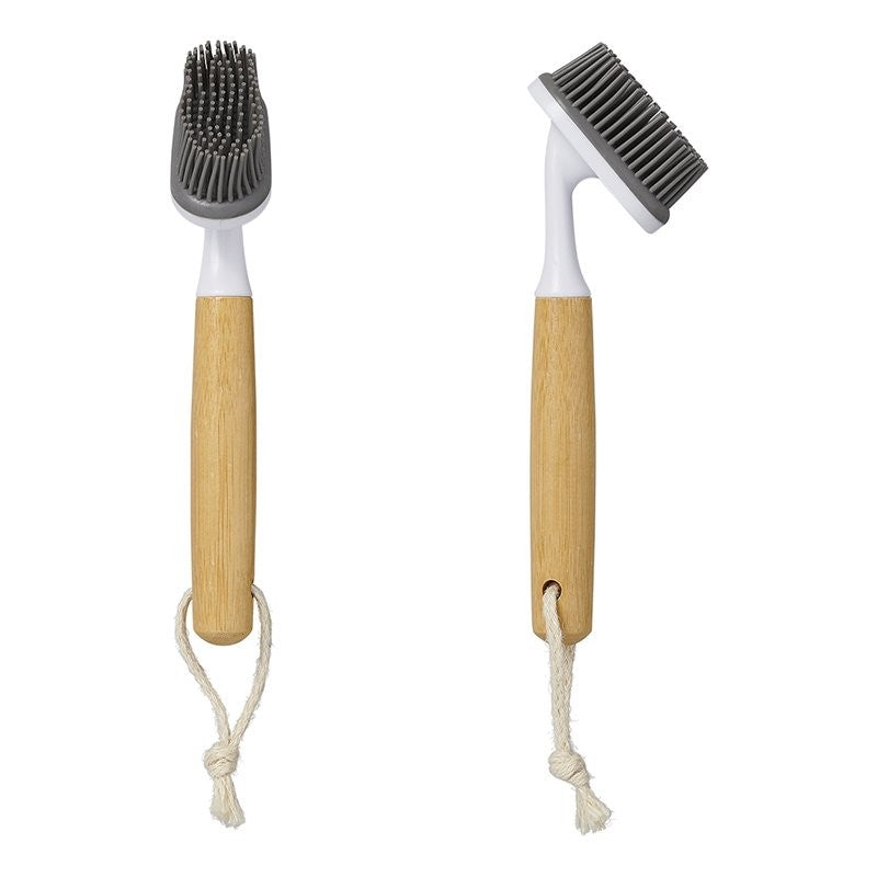 Brosse à vaisselle silicone 30,5 cm Ø6 cm bambou