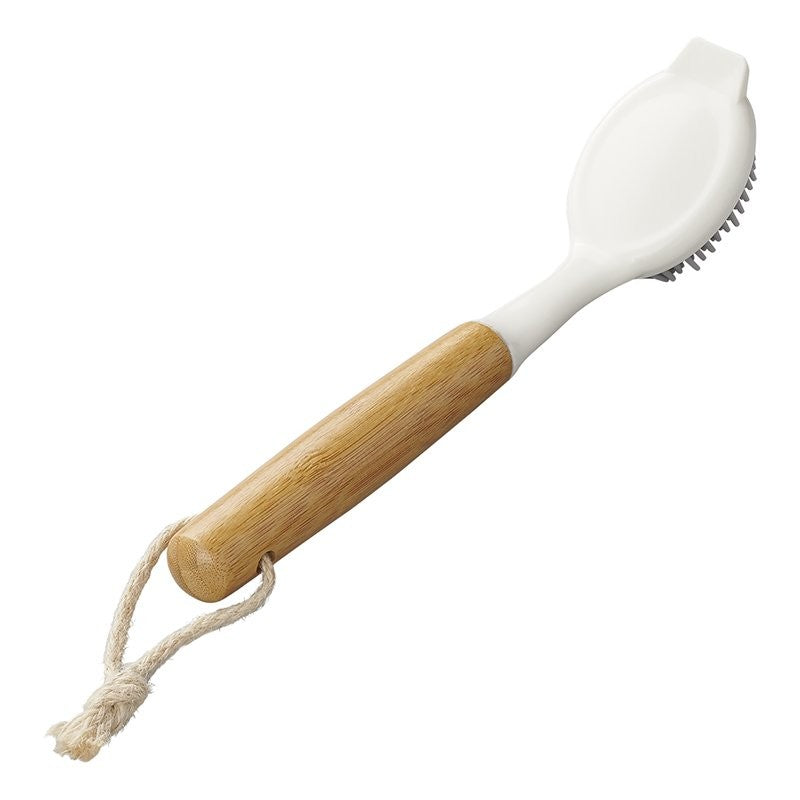 Brosse à vaisselle silicone 30,5 cm Ø6 cm bambou