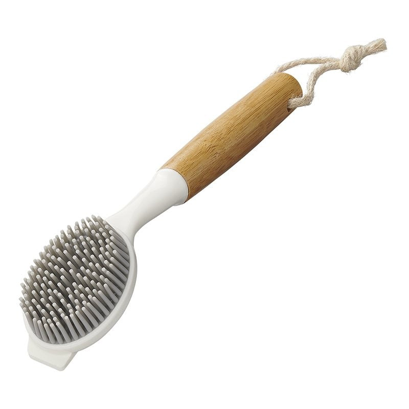 Brosse à vaisselle silicone 30,5 cm Ø6 cm bambou