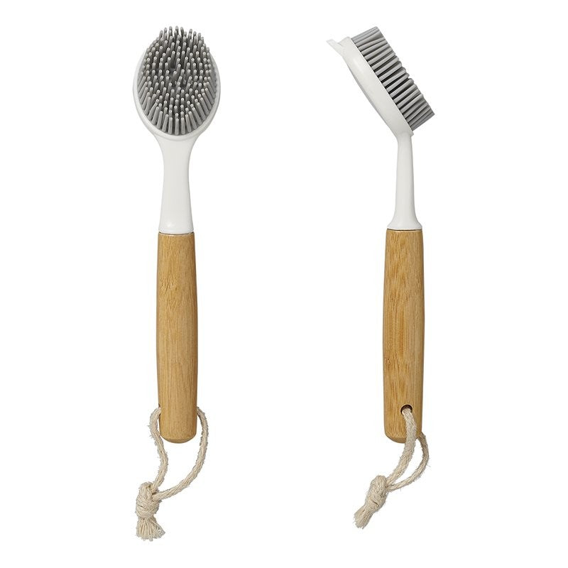 Brosse à vaisselle silicone 30,5 cm Ø6 cm bambou