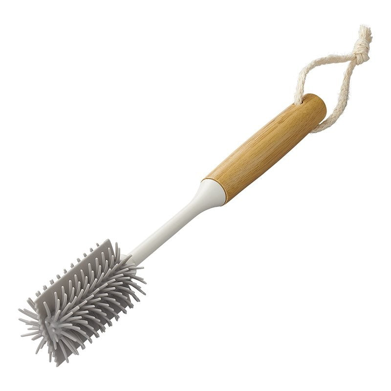 Brosse à vaisselle silicone 30,5 cm Ø6 cm bambou