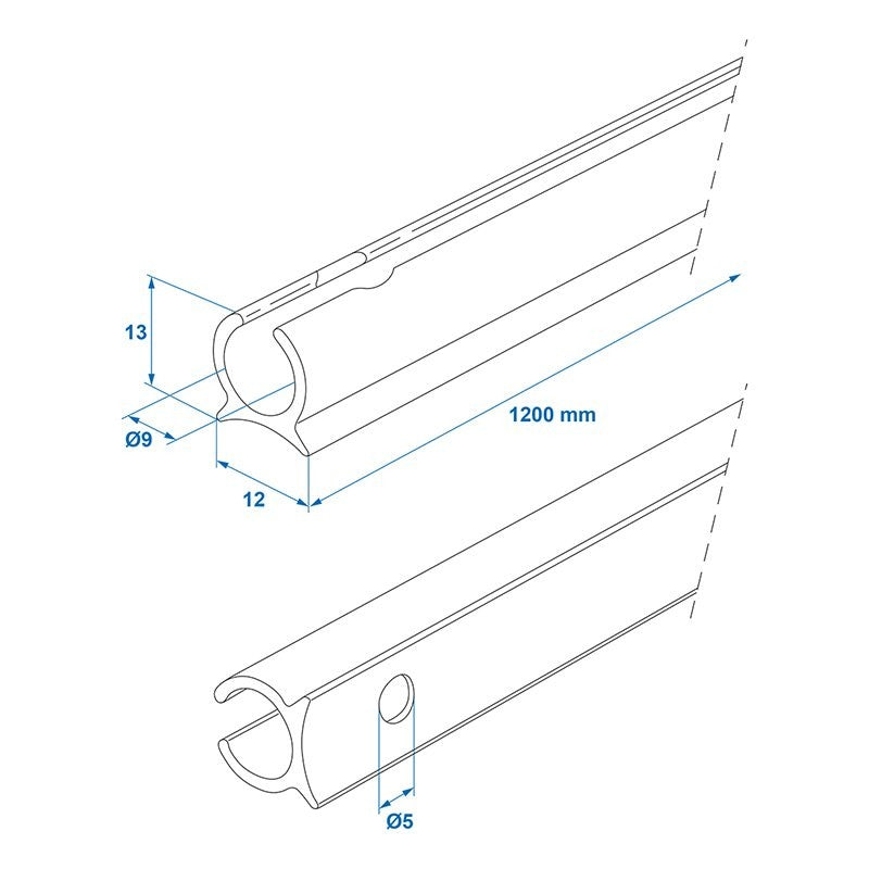 Aluminium rail de tente 90° 100 x 2,7 cm