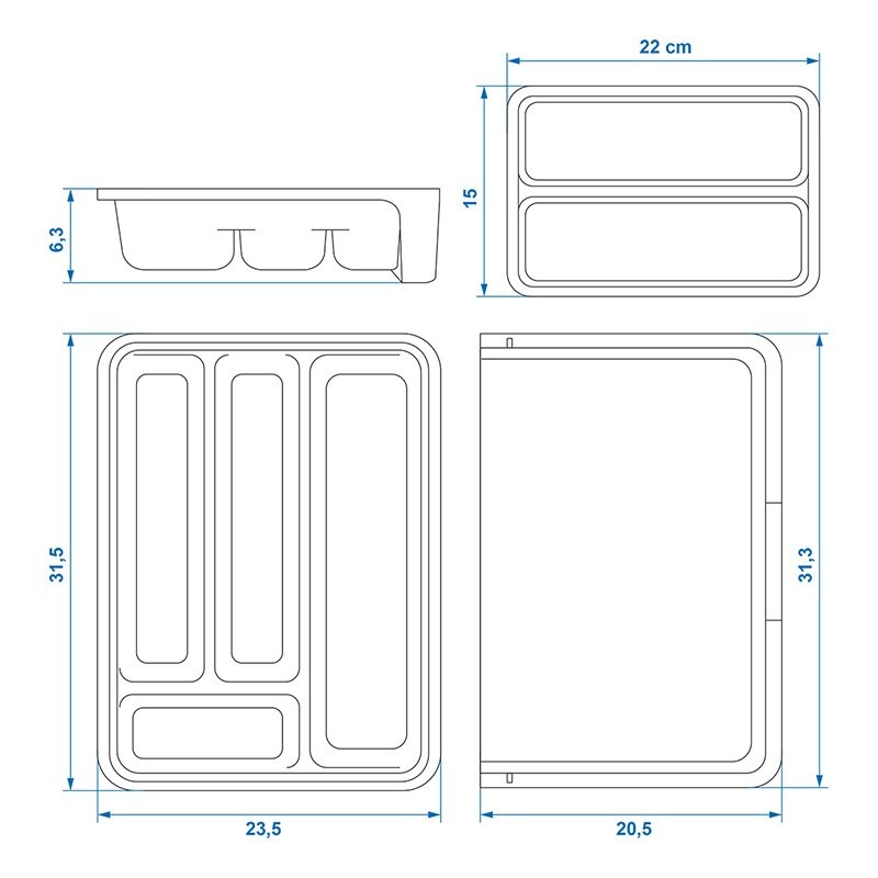 Range couverts 40,5 x 32,5 x 4,5 cm