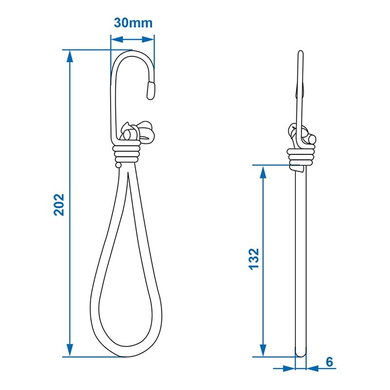 Crochet métal avec boucle élastique pour filet couvre remorque/tente/bâche 4 pièces dans blister