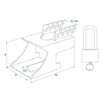 Antivol tête d'attelage avec cadenas dans blister