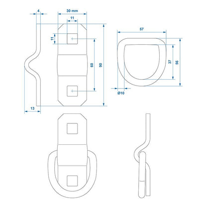 Anneau d'arrimage 10mm dans blister