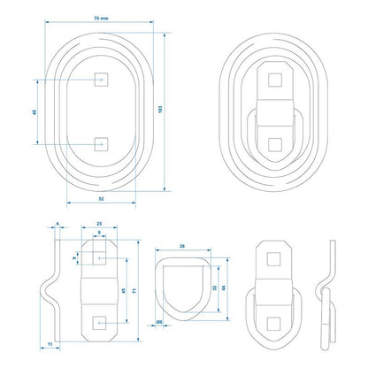 Anneau d'arrimage ovale 103x70mm dans blister