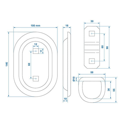 Anneau d'arrimage ovale 145x100mm dans blister