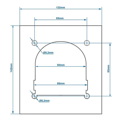 Contre plaque pour anneau d'arrimage seule 142x132mm