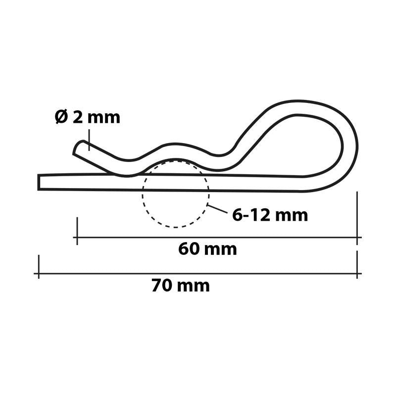 Goupille beta 2mm / 6-12mm 2 pièces dans blister