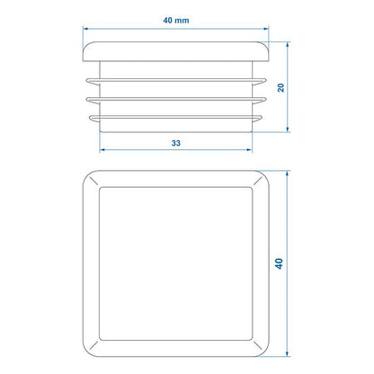 Embout 40x40mm 4 pìeces dans blister