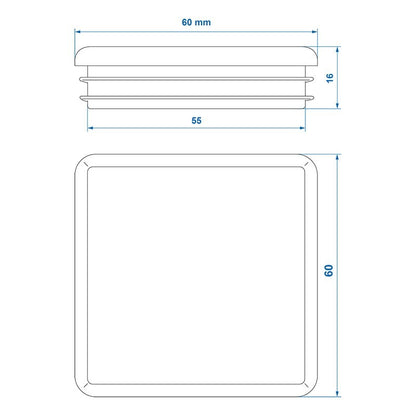 Embout 60x60mm 4 pìeces dans blister