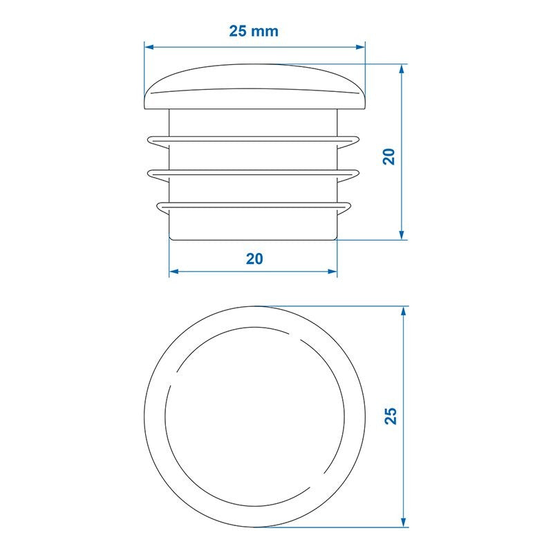 Embout Ø25mm 4 pìeces dans blister