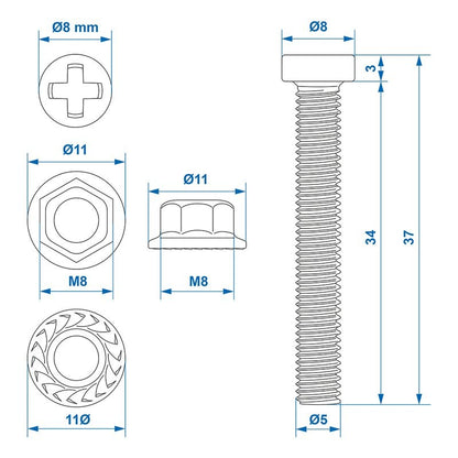 Set de vis 6 pieces pour prise dans blister