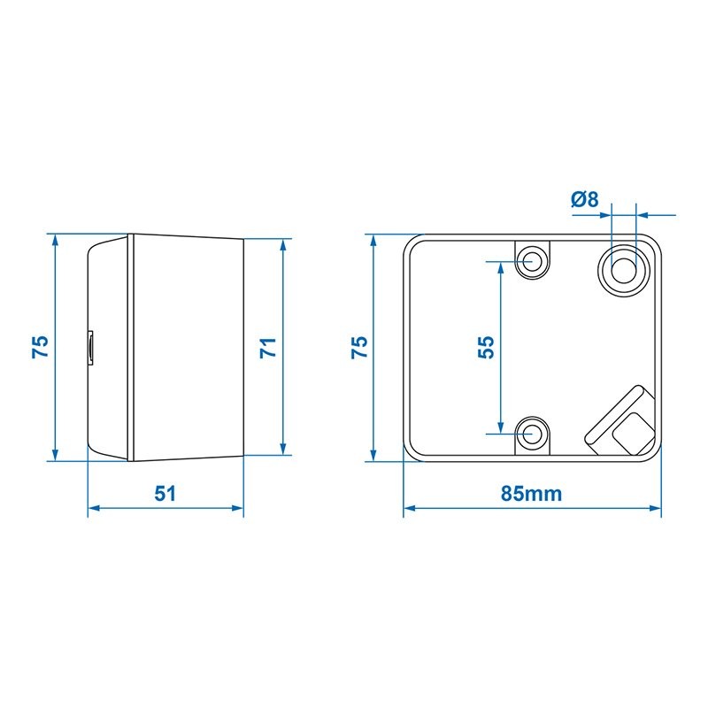 Feu anti-brouillard arrière 75x85mm dans blister