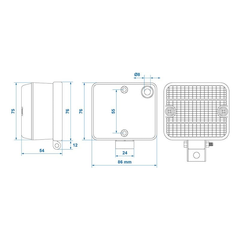 Feu anti-brouillard arrière avec support de montage dans blister