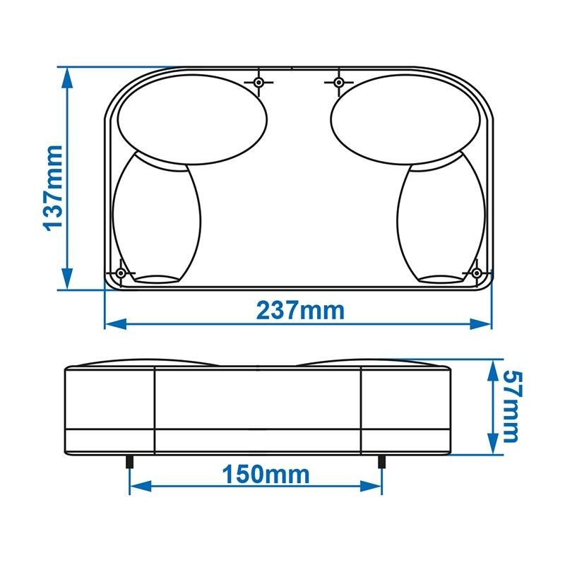 Feu arrière 6 fonctions 237x137mm gauche