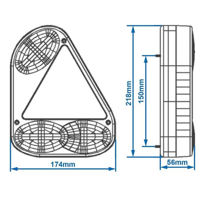 Feu arrière 5 fonctions 218x174mm gauche