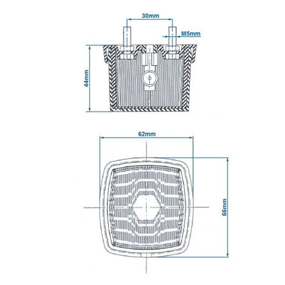 Feu de position blanc 66x62mm avec catadioptre dans blister