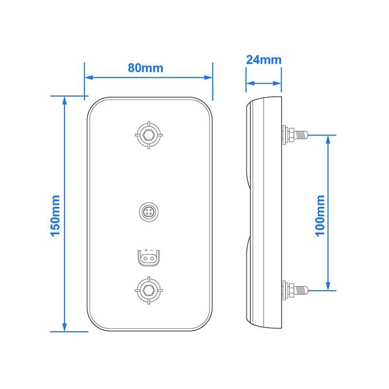 Feu arrière 12/24V 4 fonctions 80x150mm LED dans blister