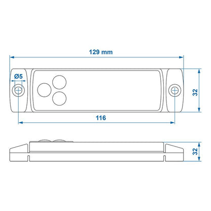 Feu de position 12/24V blanc 126x30mm LED dans blister