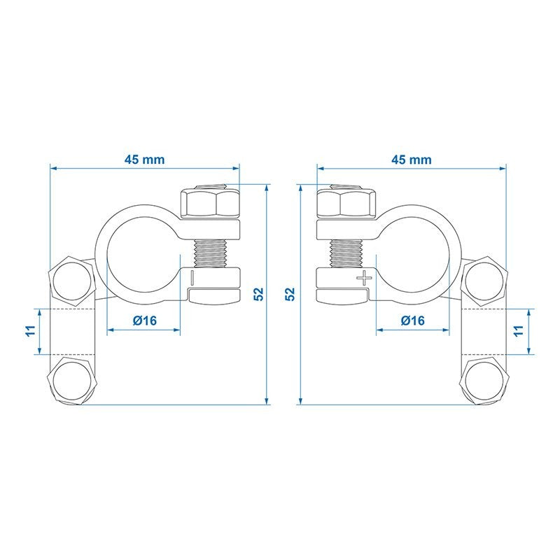 Set de cosses de connexion de batterie (+) et (-) standard dans blister