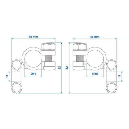 Set de cosses de connexion de batterie (+) et (-) standard dans blister