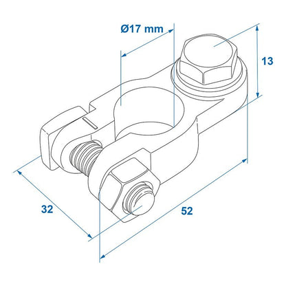 Set de cosses de connexion de batterie (+) et (-) avec boulon dans blister