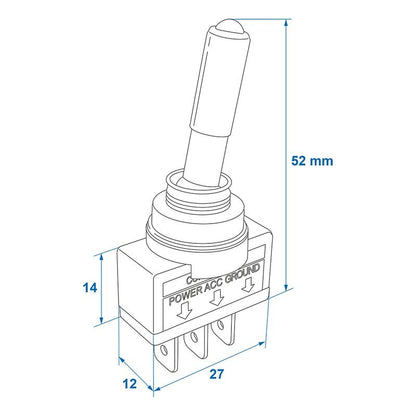 Interrupteur à levier LED rouge 12V-max. 20A dans blister