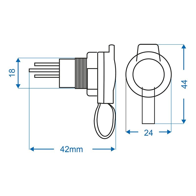 Prise à encastrer DIN 12V/24V-16A dans blister