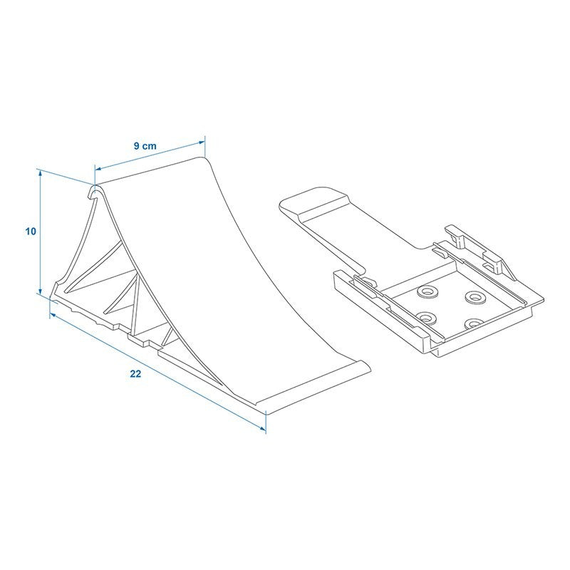 Cale de roue en plastique noir avec support plat