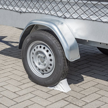 Cale de roue en plastique blanc avec support plat