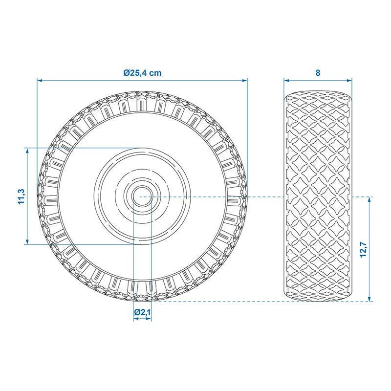 Roue PU avec jante métal 10" 3.00-4