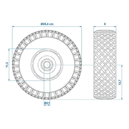 Roue PU avec jante métal 10" 3.00-4